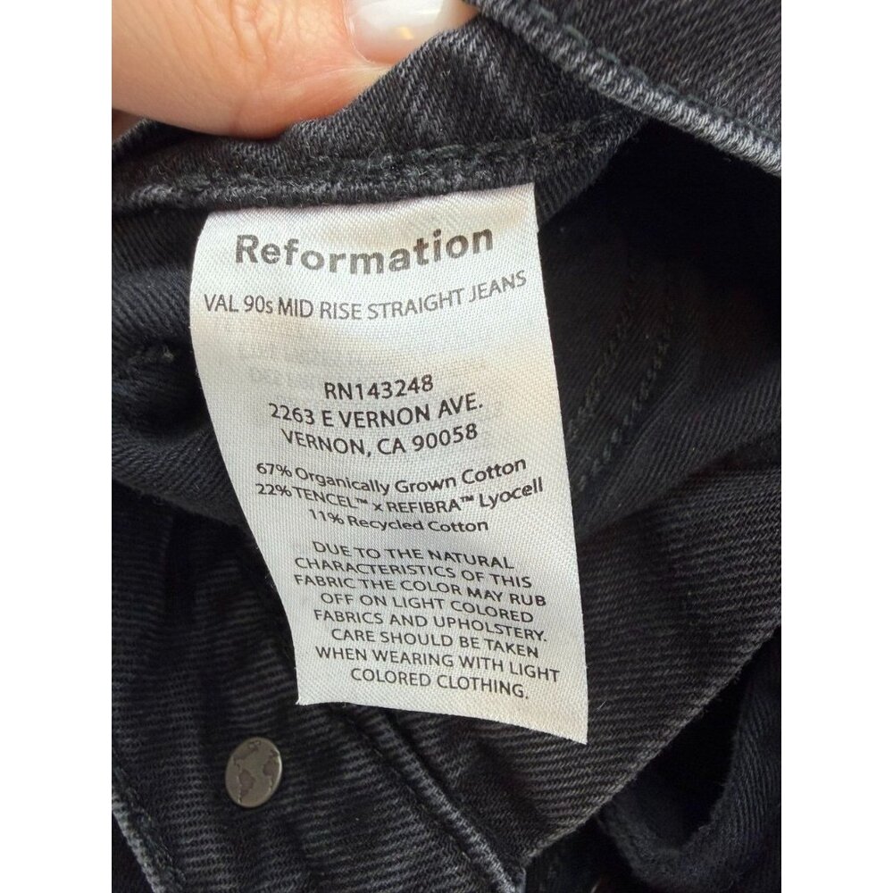 Reformation Womens Black Val 90S Stretch Mid Rise Straight Jeans Size 28 - Picture 5 of 10
